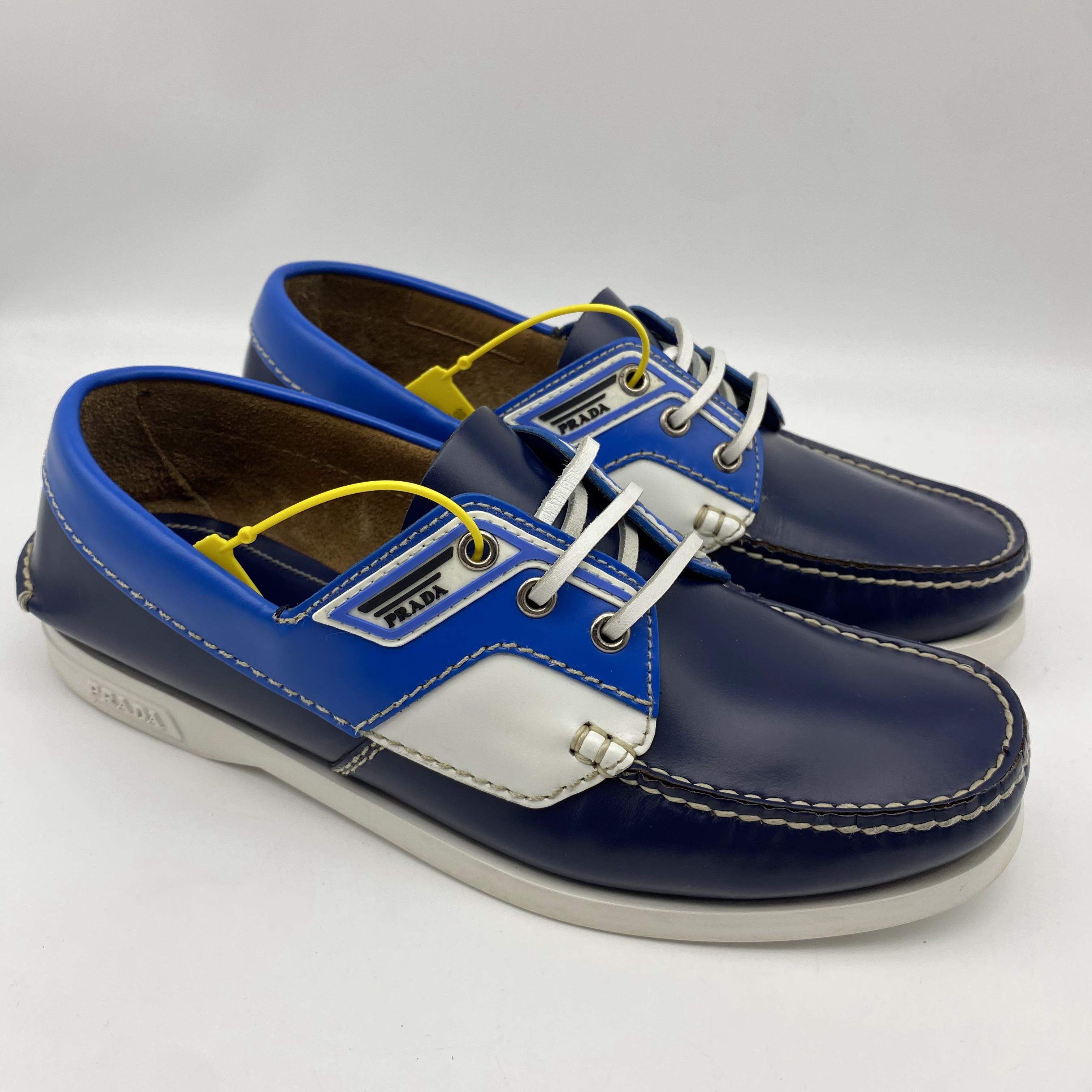95新 Prada/普拉达 二手蓝色拼接休闲时尚低帮鞋/40.5码