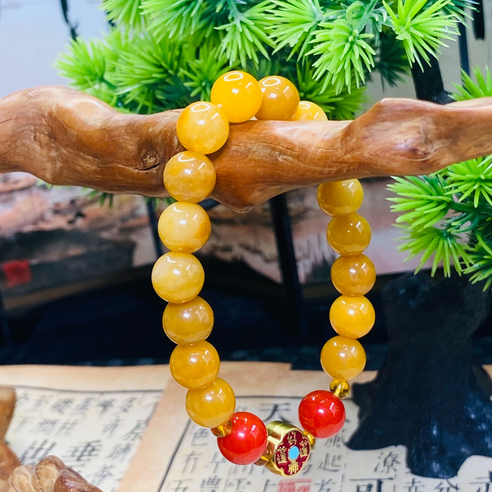 【祥玉居珠宝】天然黄龙玉手串10mm小众玉串女款时尚百搭珠珠国风