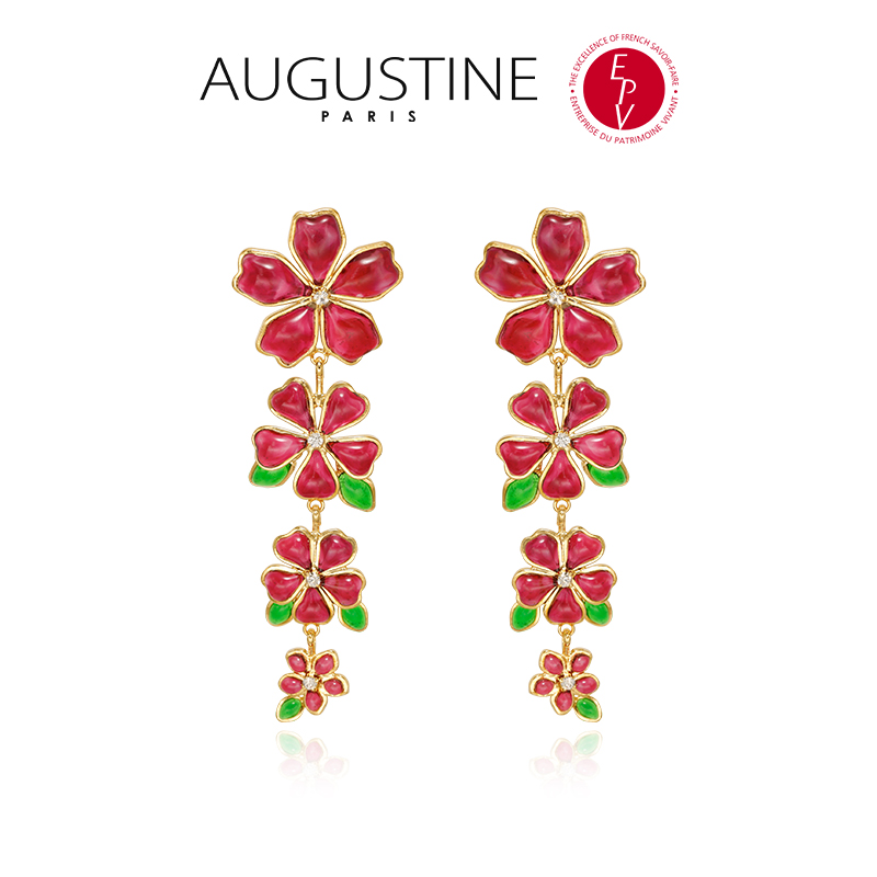 AZLOOK【法国进口】AUGUSTINE 奥古斯汀山茶花系列耳环红色新年礼物