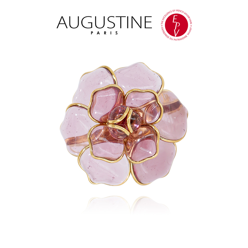 铜合金琉璃胸针 AZLOOK【法国进口】AUGUSTINE 奥古斯汀山茶花系列