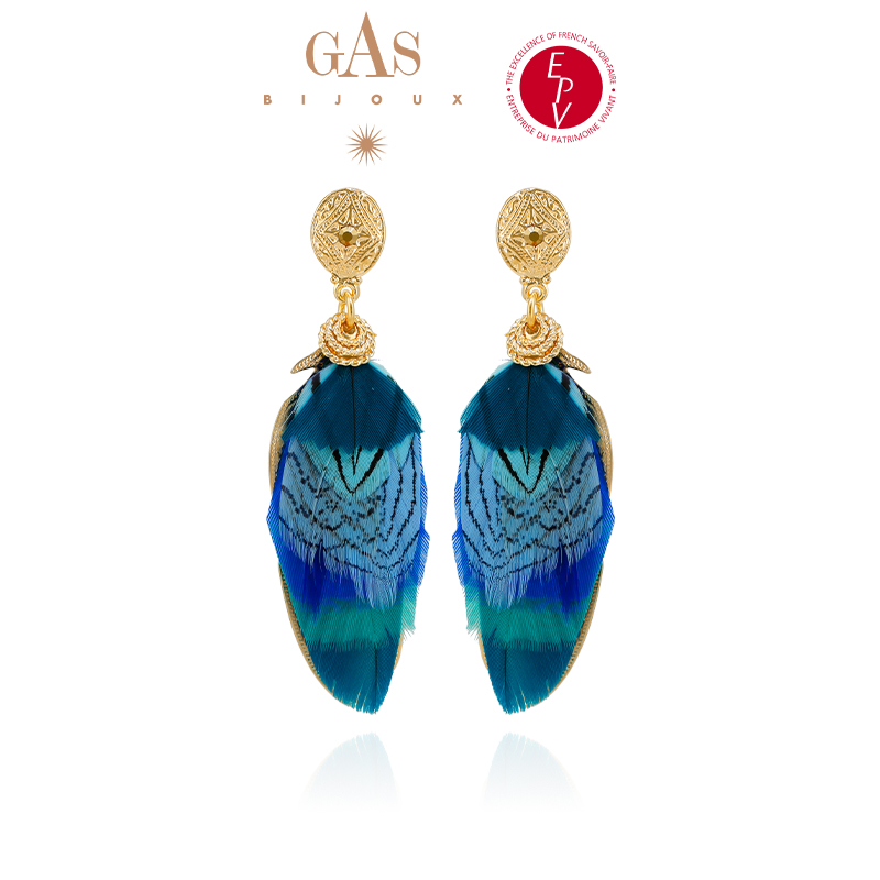 AZLOOK 耳环【法国进口】GAS BIJOUX 色彩之翼羽毛耳环