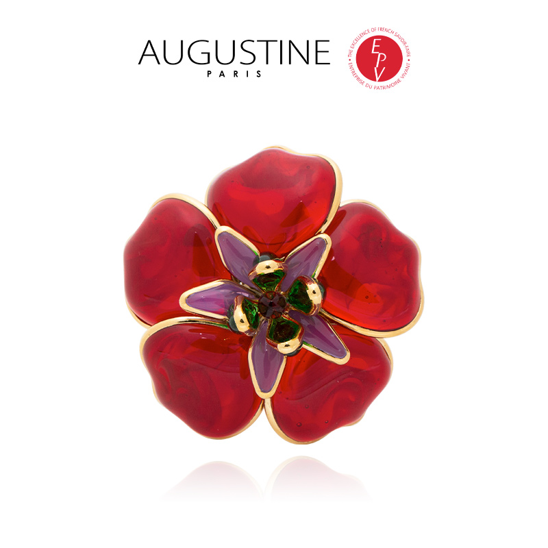 铜合金胸针 AZLOOK【法国进口】AUGUSTINE 奥古斯汀山茶花系列红色