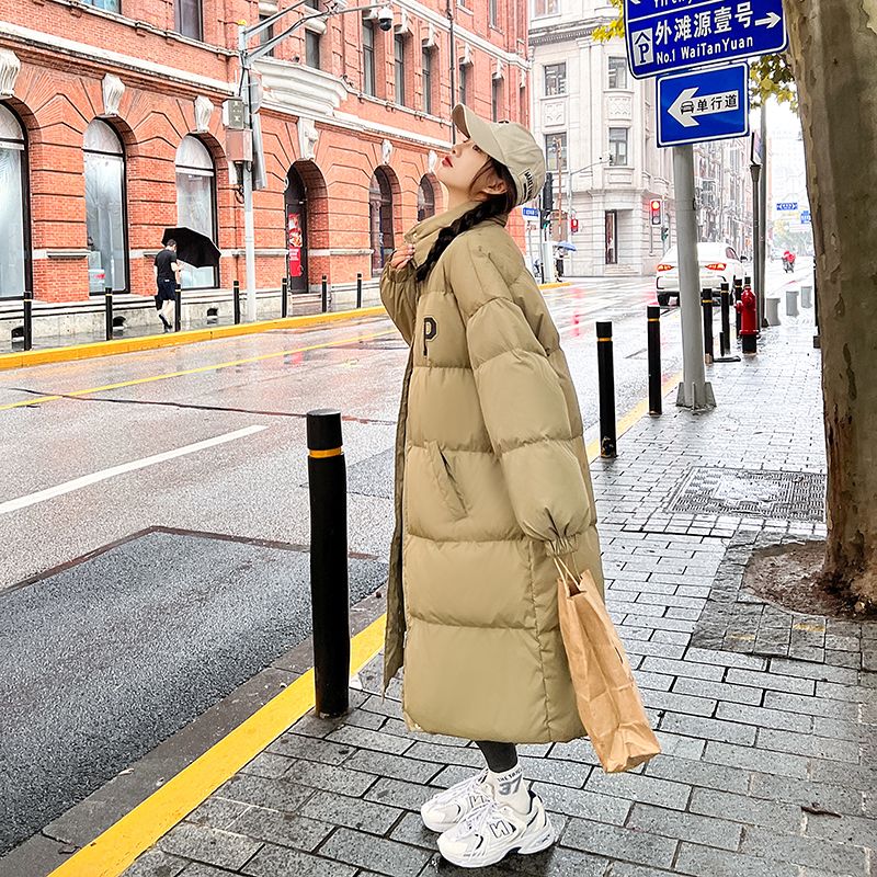 波司豋冬季过膝立领羽绒服服女慵懒风字母韩版宽松中长大码加厚棉