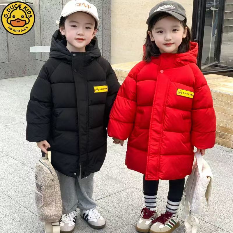 HAL.DUCK/哈罗小黄鸭男童女童中长款加厚秋冬季宝宝棉服中大儿童
