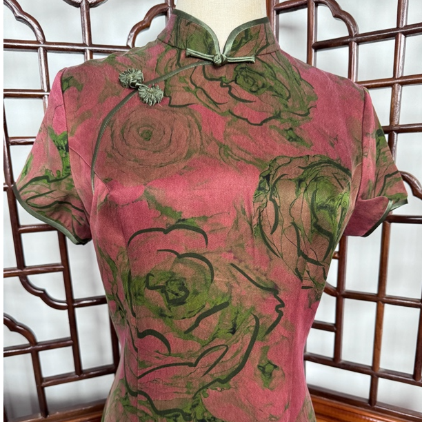 旗袍香云纱100桑蚕丝立裁修身显瘦小个子显高优雅气质复古国风