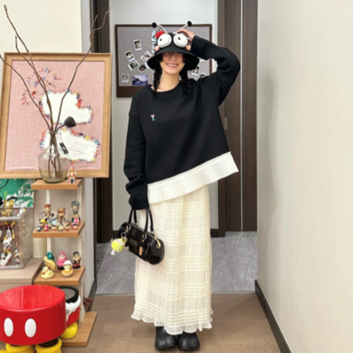 Half A Rose褶皱拼接宽松卫衣