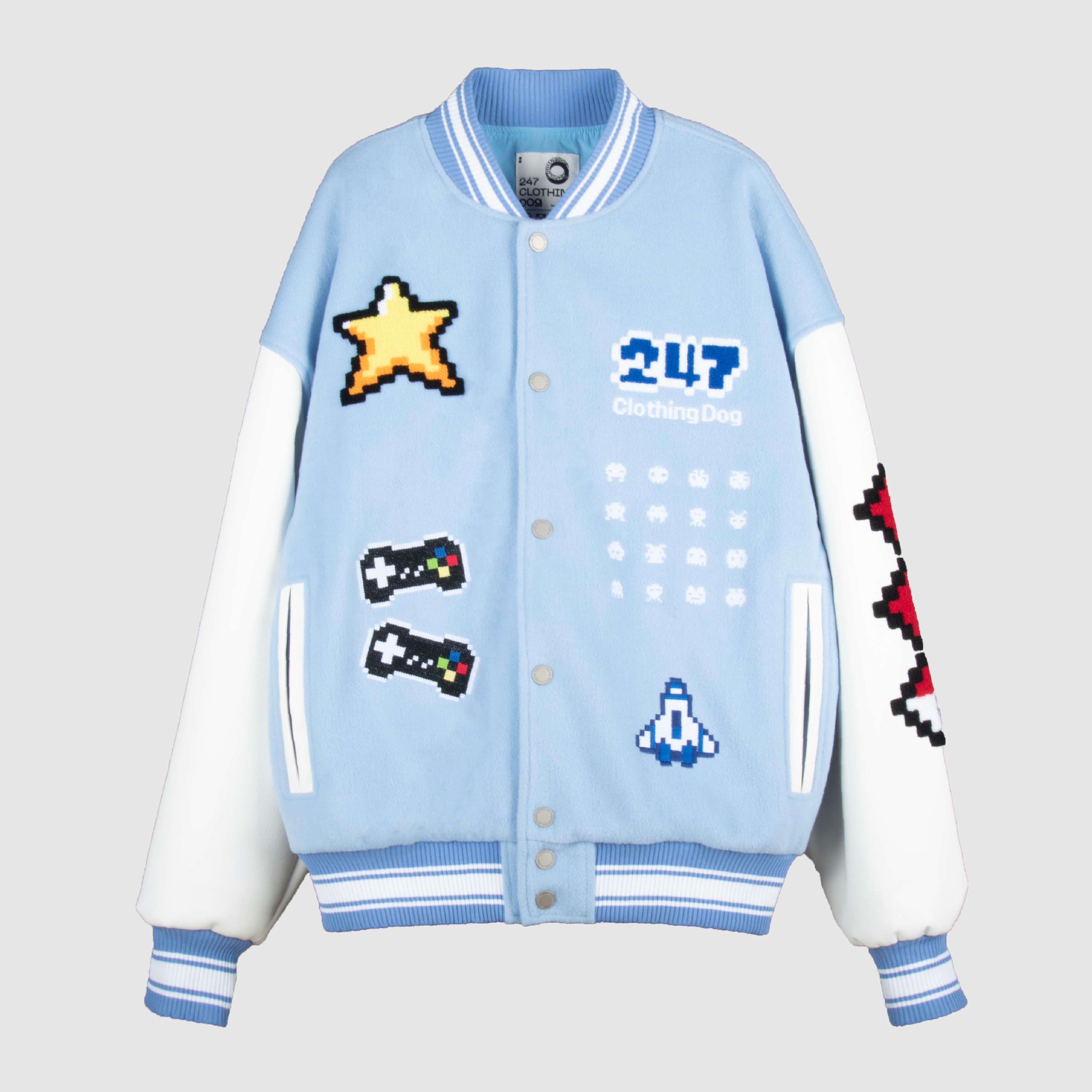 247ClothingDog像素兔奶糖游戏设计刺绣棒球服春季情侣潮流百搭