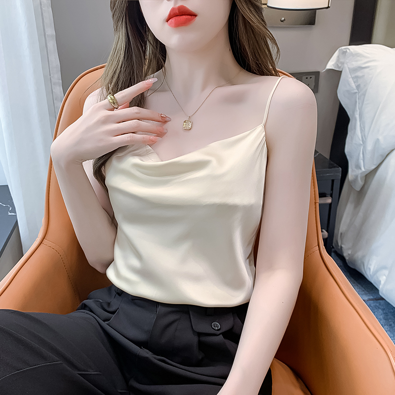 醋酸性感小吊带背心女夏季荡领西装内搭绸缎面外穿打底桑蚕丝上衣