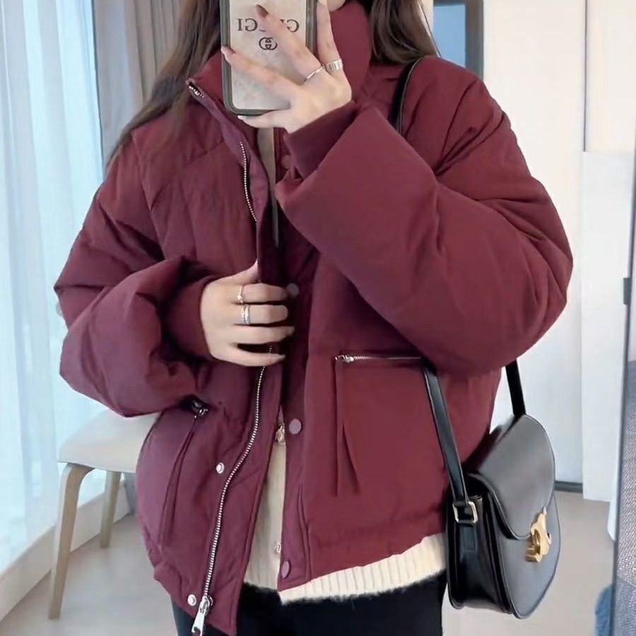 新款冬季韩版羽绒服女短款厚面包服立领矮个子宽松棉衣外套