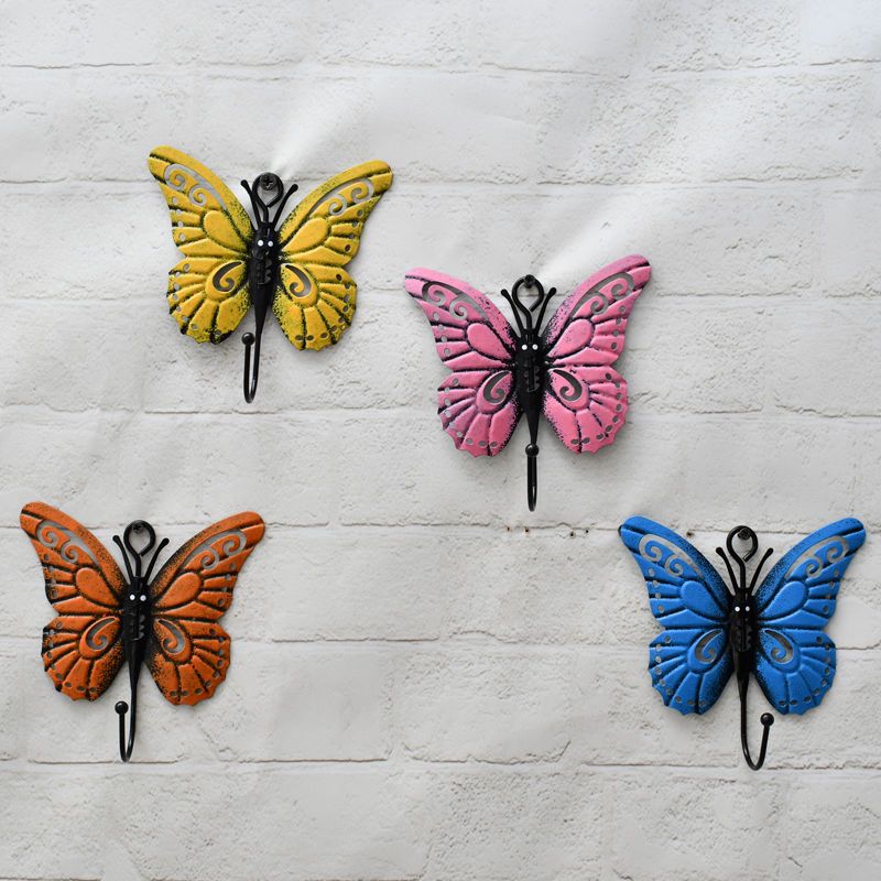 创意铁艺蝴蝶挂钩 生日礼物壁挂式入门儿童房浴室装饰家居饰品