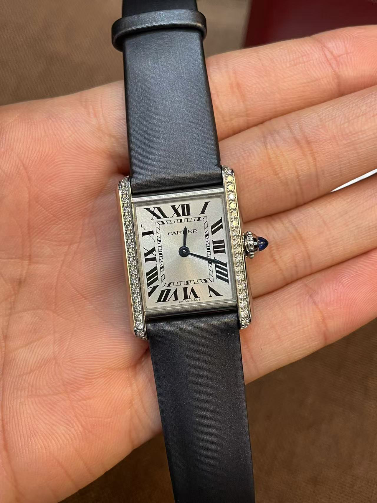 99新 Cartier/卡地亚 23全套/坦克W4TA0016原钻/石英/表径30*22 