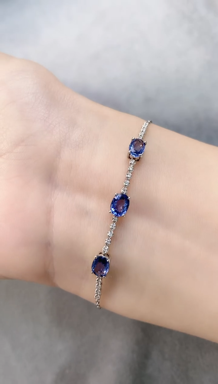 【闪购商品】蓝宝石手链18K金镶嵌.