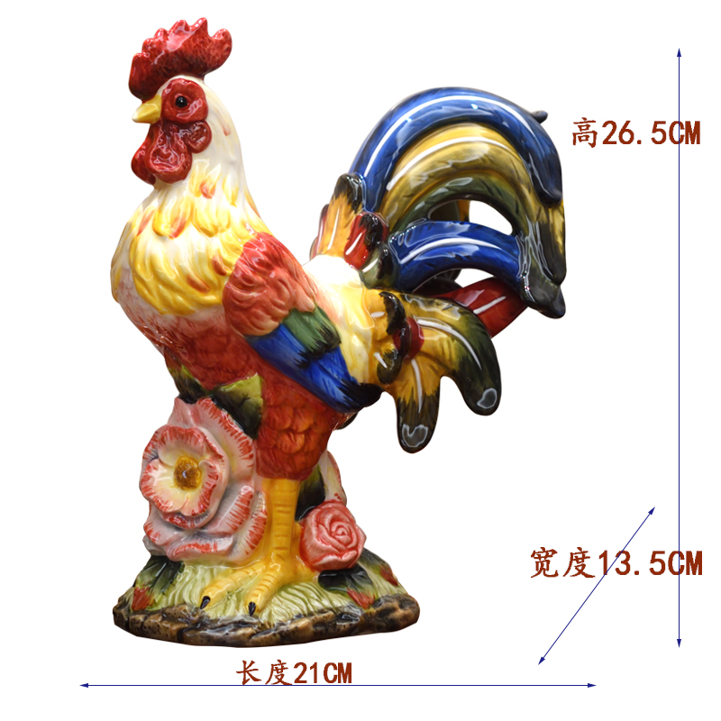 陶瓷玫瑰鸡摆件家居装饰品客厅摆饰玄关桌面礼品酒柜庭院