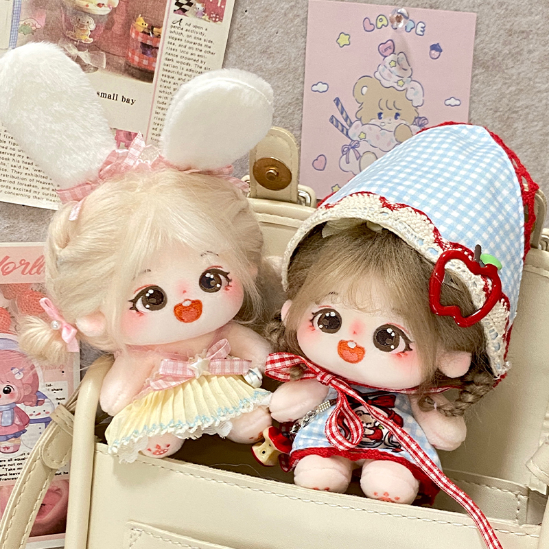 棉花星球栗粒棉花娃娃衣服正版店铺10cm毛绒玩偶可爱公主兔子头套