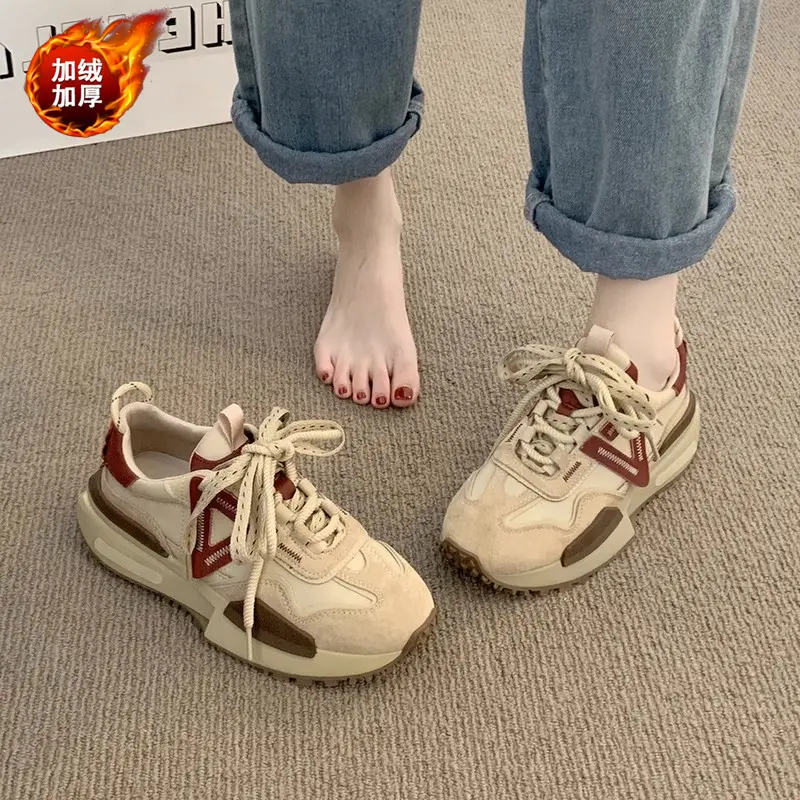 回力瑞显脚小厚底阿甘鞋女2023秋季新款小众复古轻便德训鞋老爹鞋