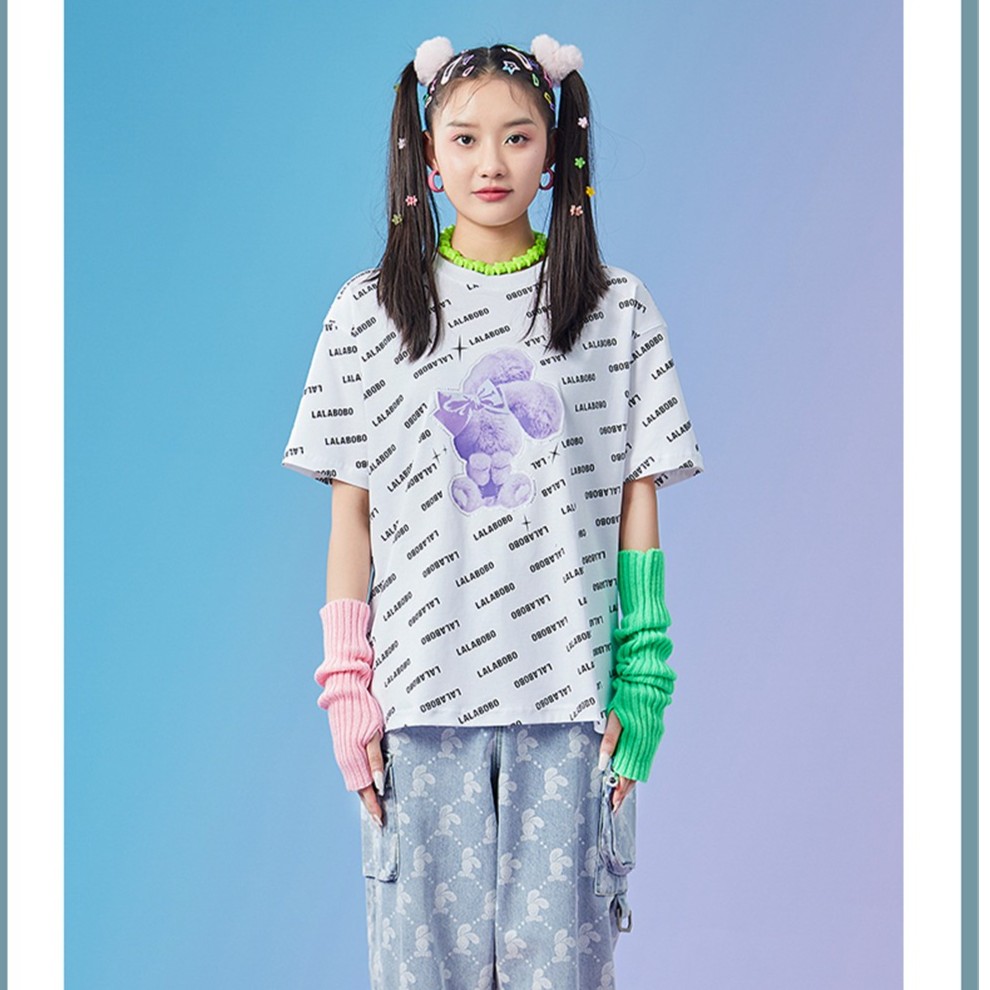 武汉(微瑕不退不换）可爱兔胶印logo满印宽松T恤L22A-WSDT24