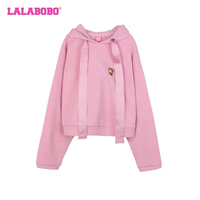 武汉LALABOBO2024春季新款百搭草莓连帽卫衣LBDA-WSTS43