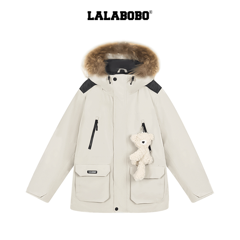 群力鸭绒毛领工装羽绒服2024新款保暖连帽加厚LBDD-WSYR17