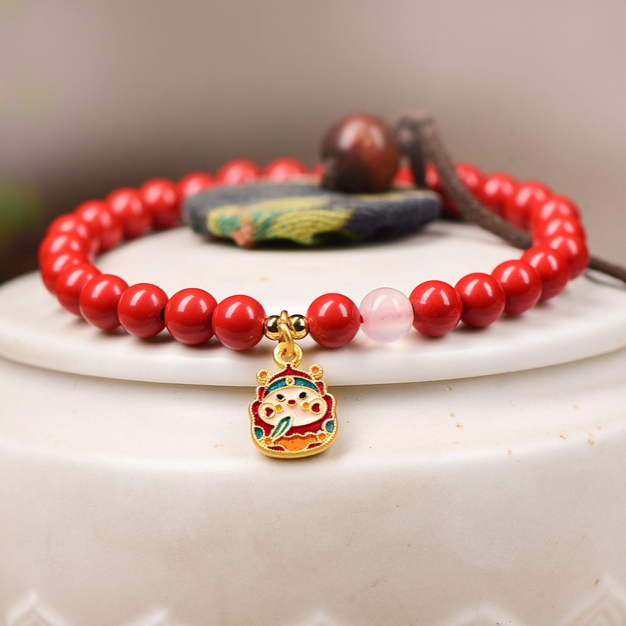含辰砂工艺品高含量朱砂卡6红砂单圈财神手串本命年礼物龙年手链