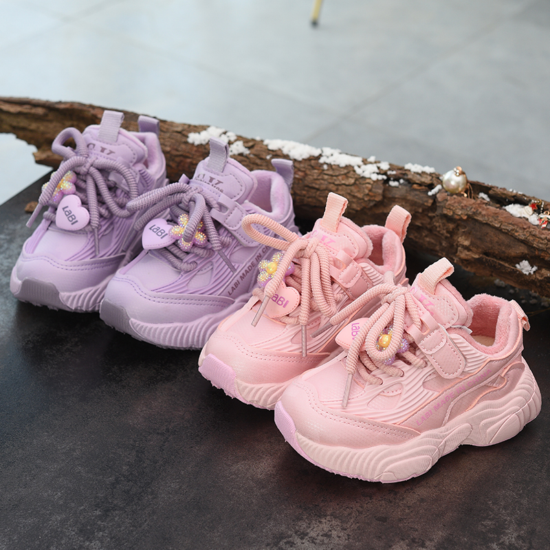 蜡比小星棉鞋加绒运动鞋2025冬季新款保暖童鞋宝宝老爹鞋休闲鞋子