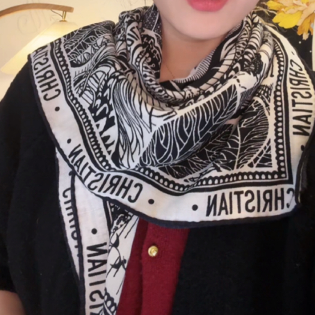 【85丝毛】热带丛林桑蚕丝羊毛丝巾 (尺寸85