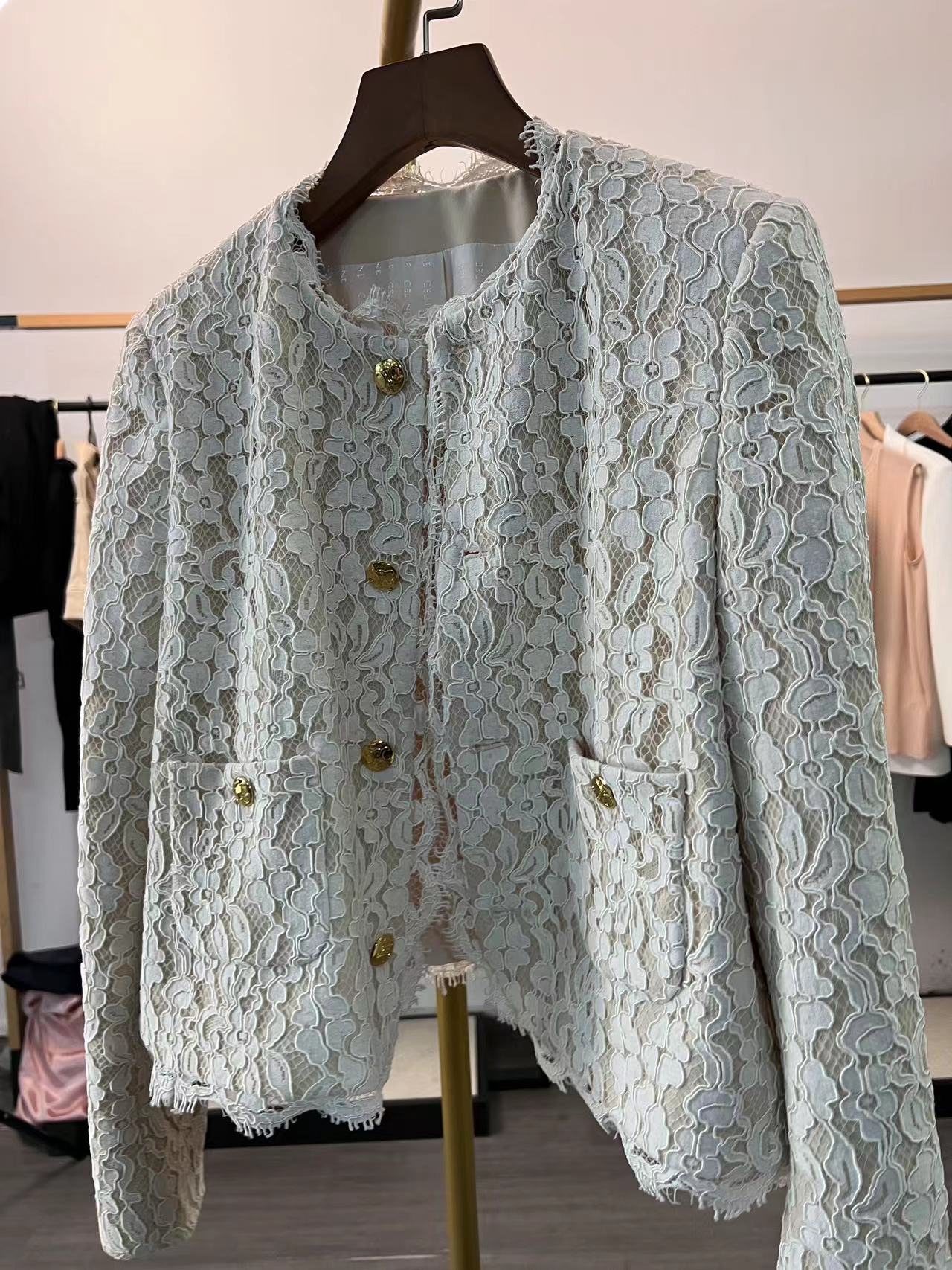 秋季法式蕾丝小香风外套高级感百搭圆领长袖上衣气质时尚休闲洋气