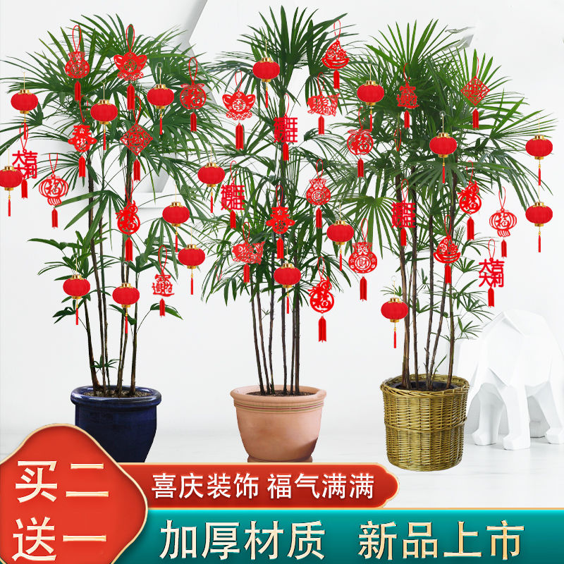 新年元旦盆景小灯笼挂饰室内户外植物装饰用品无纺布挂件场景布置