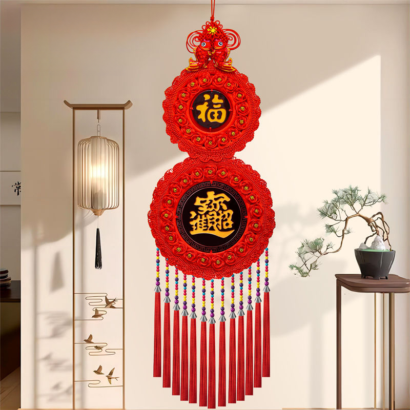 中国结挂件葫芦新款桃木福字客厅电视背景墙大号装饰新年乔迁好运