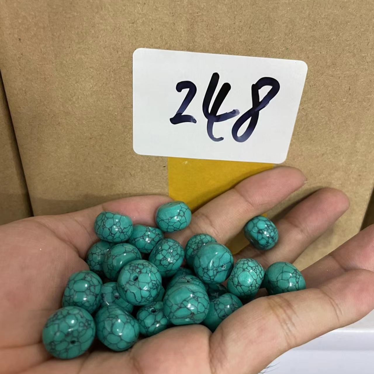 【人工处理】【248号卡14m单个发】青皮玉化铁线纹单颗老型墩珠