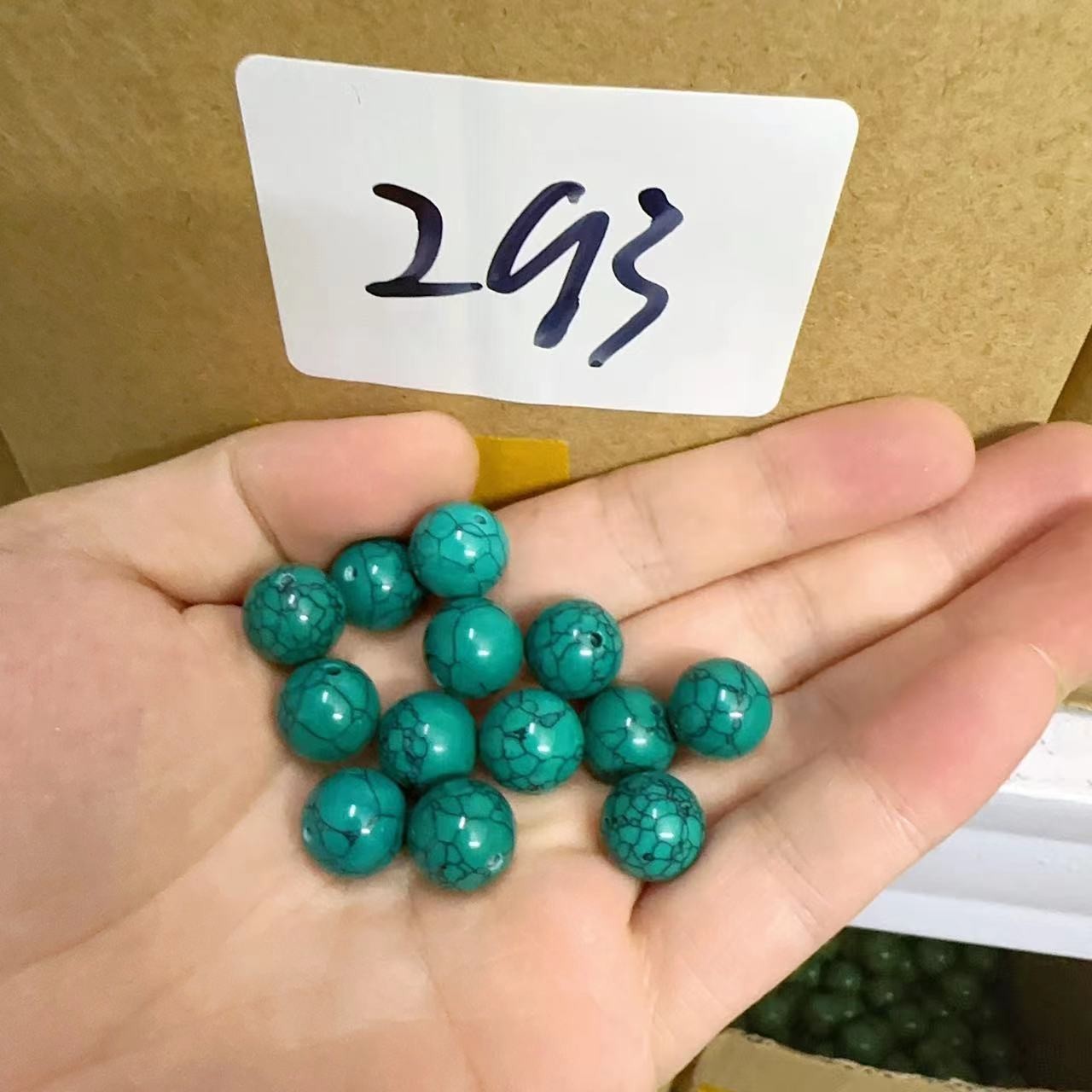 【人工处理】【293号卡11m单个发】青皮玉化铁线纹圆珠单颗散珠