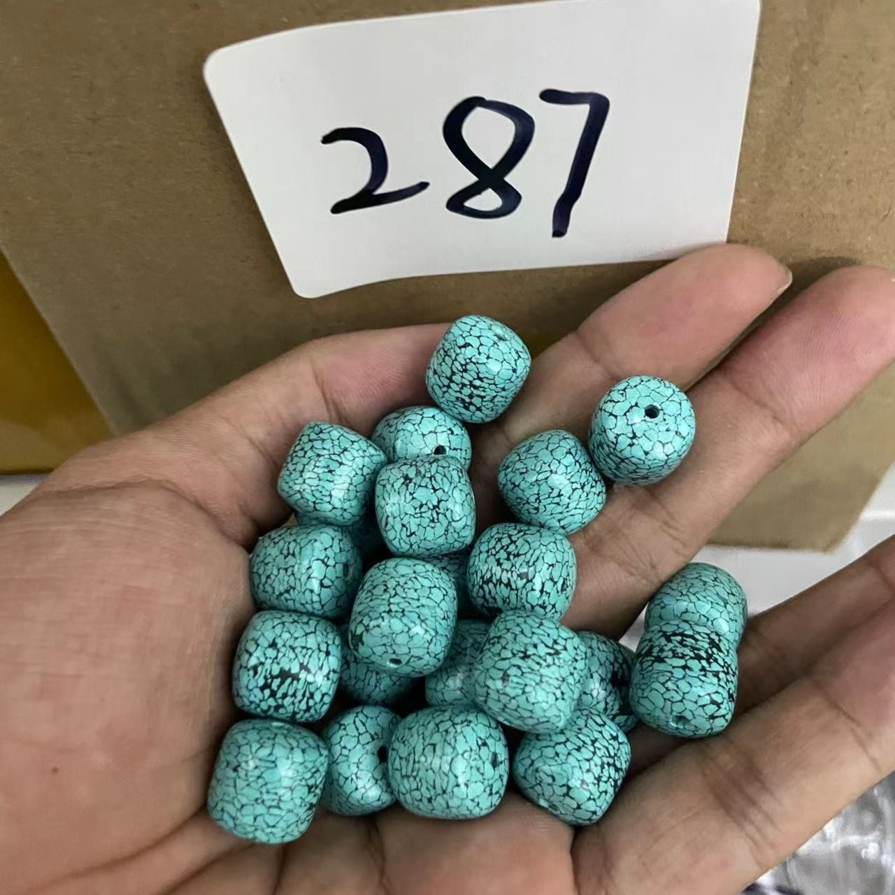 【人工处理】【287号】卡12m蓝绿色铁线圆珠老型散珠单个发