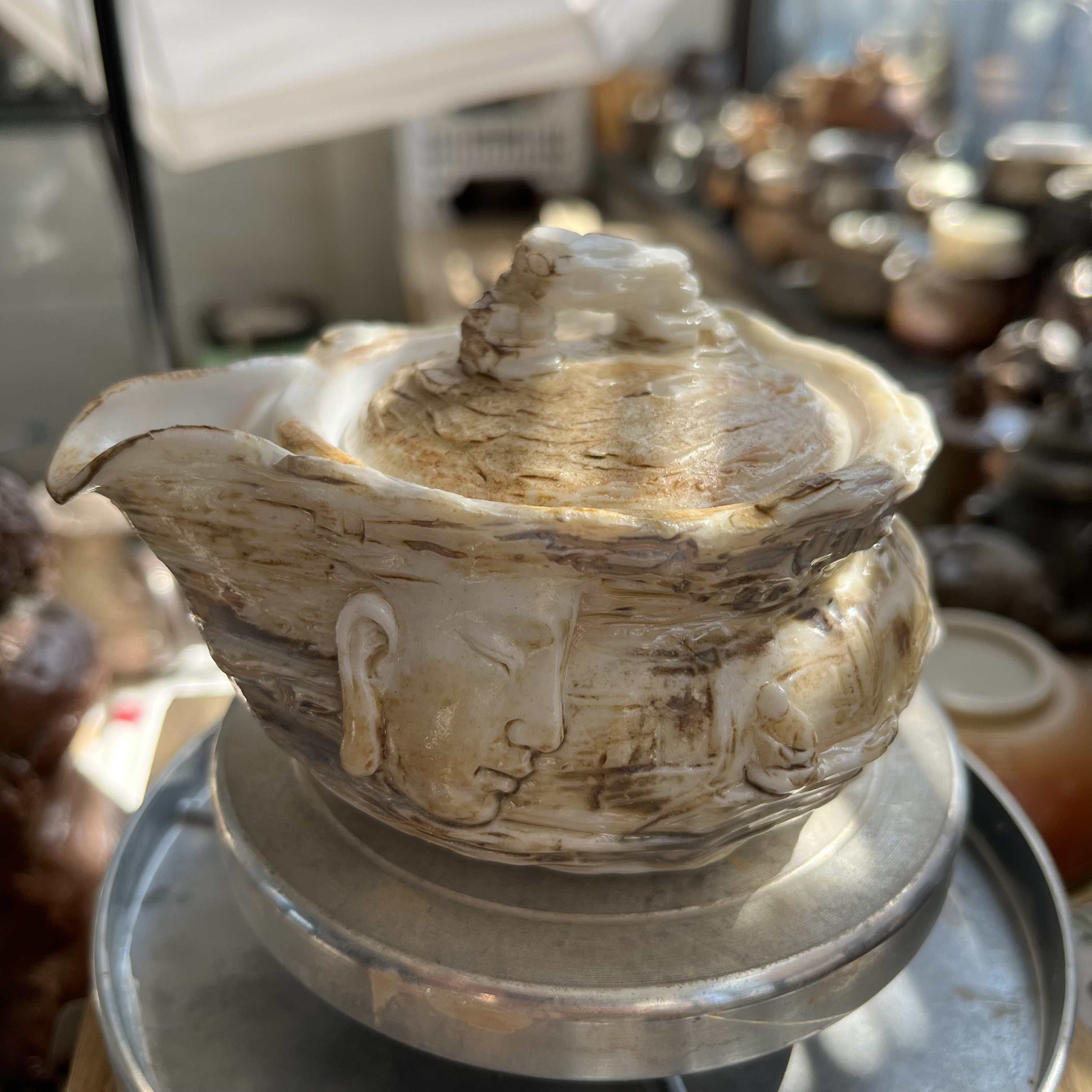 茶道茶器非遗手工悟道宝瓶浮雕宝瓶陶瓷柴烧茶壶复古宝瓶