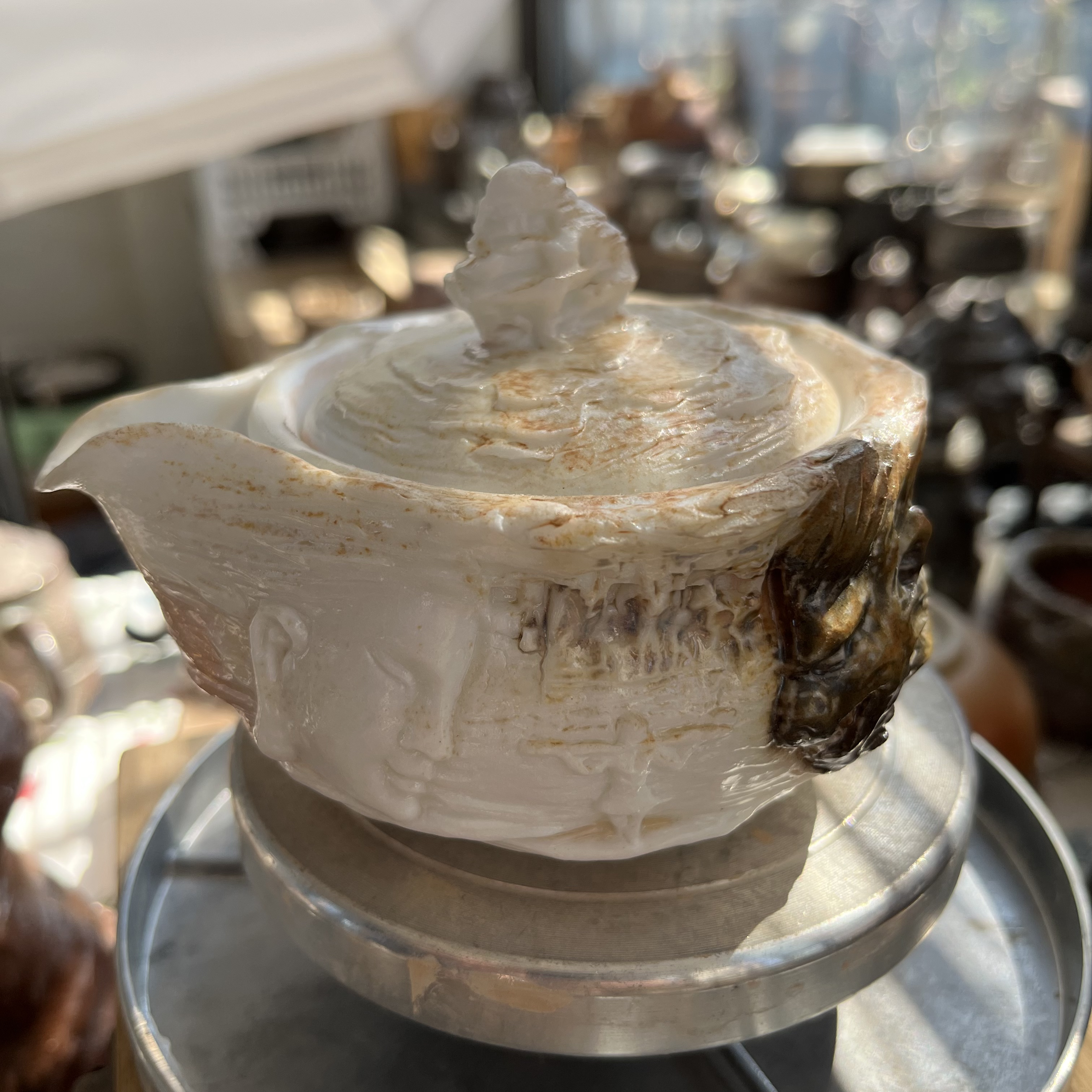 玉泥浮雕宝瓶一念之间复古手工粗陶茶壶柴烧泡茶壶中式茶具