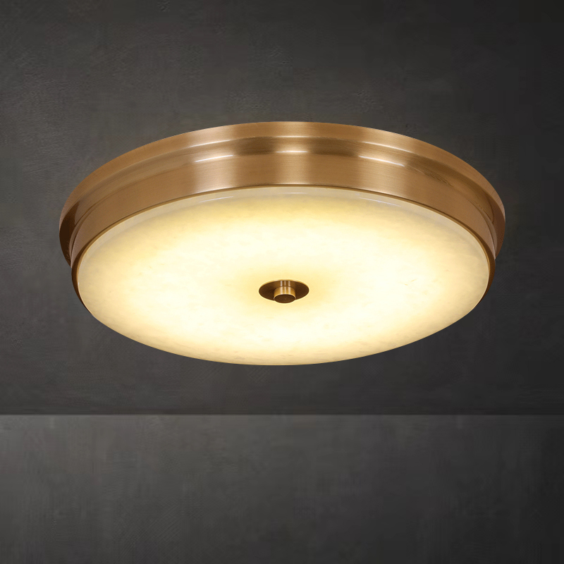 云石灯坊进口阿富汗天然玉石吸顶灯现代简约圆形卧室主卧房间灯灯