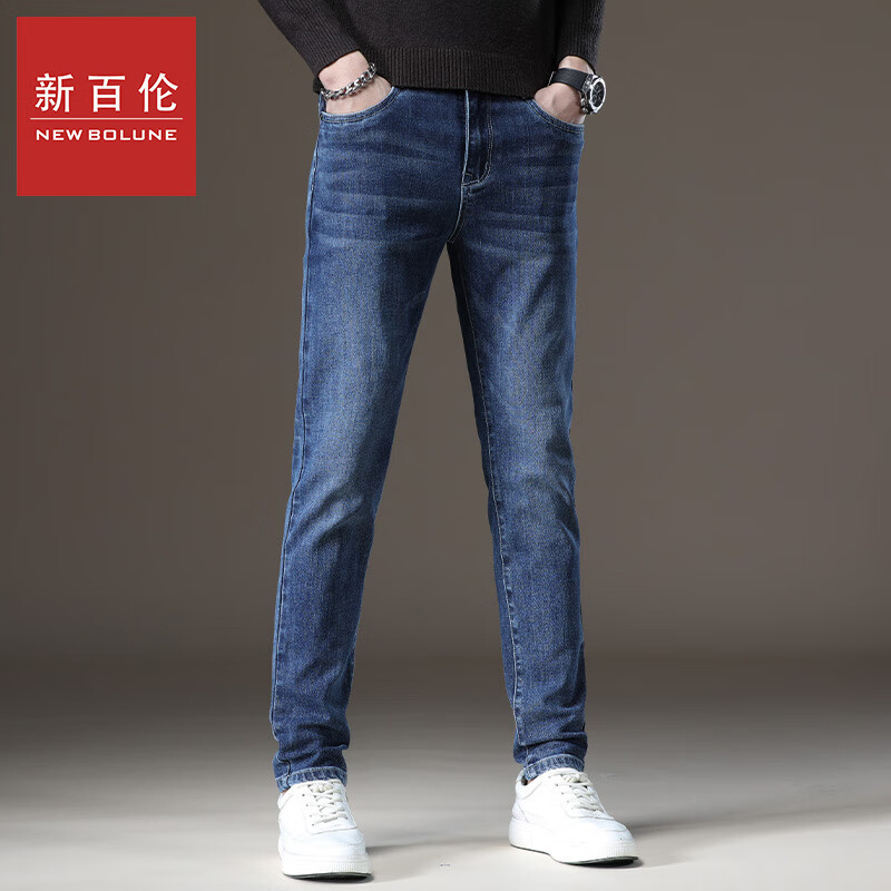 新百伦秋冬季节新款牛仔裤修身小脚长裤潮流宽松时尚休闲弹力长裤