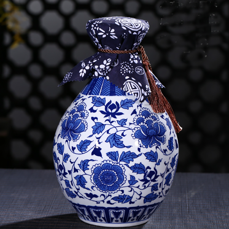 景德镇陶瓷空酒瓶酒坛子1斤2斤3斤5斤10斤窖藏青花密封酒壶酒罐