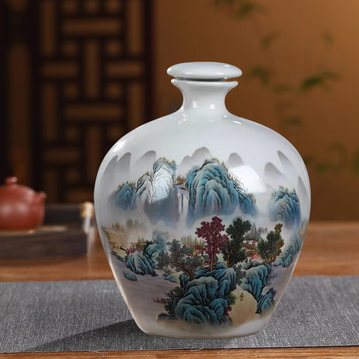 景德镇陶瓷空酒瓶酒坛5斤10斤复古家用密封酒壶存酒容器酒缸酒罐