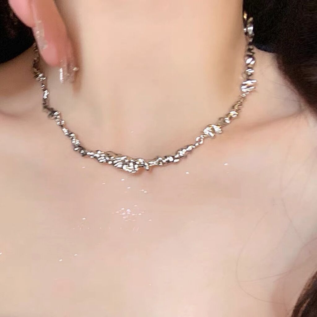 合金项链 不规则锡纸项链女秋冬小众设计感配饰甜酷冷淡风锁骨链