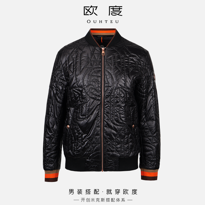 OUHTEU/欧度时尚立领男士棉服修身休闲时尚舒适保暖冬季黑色3703