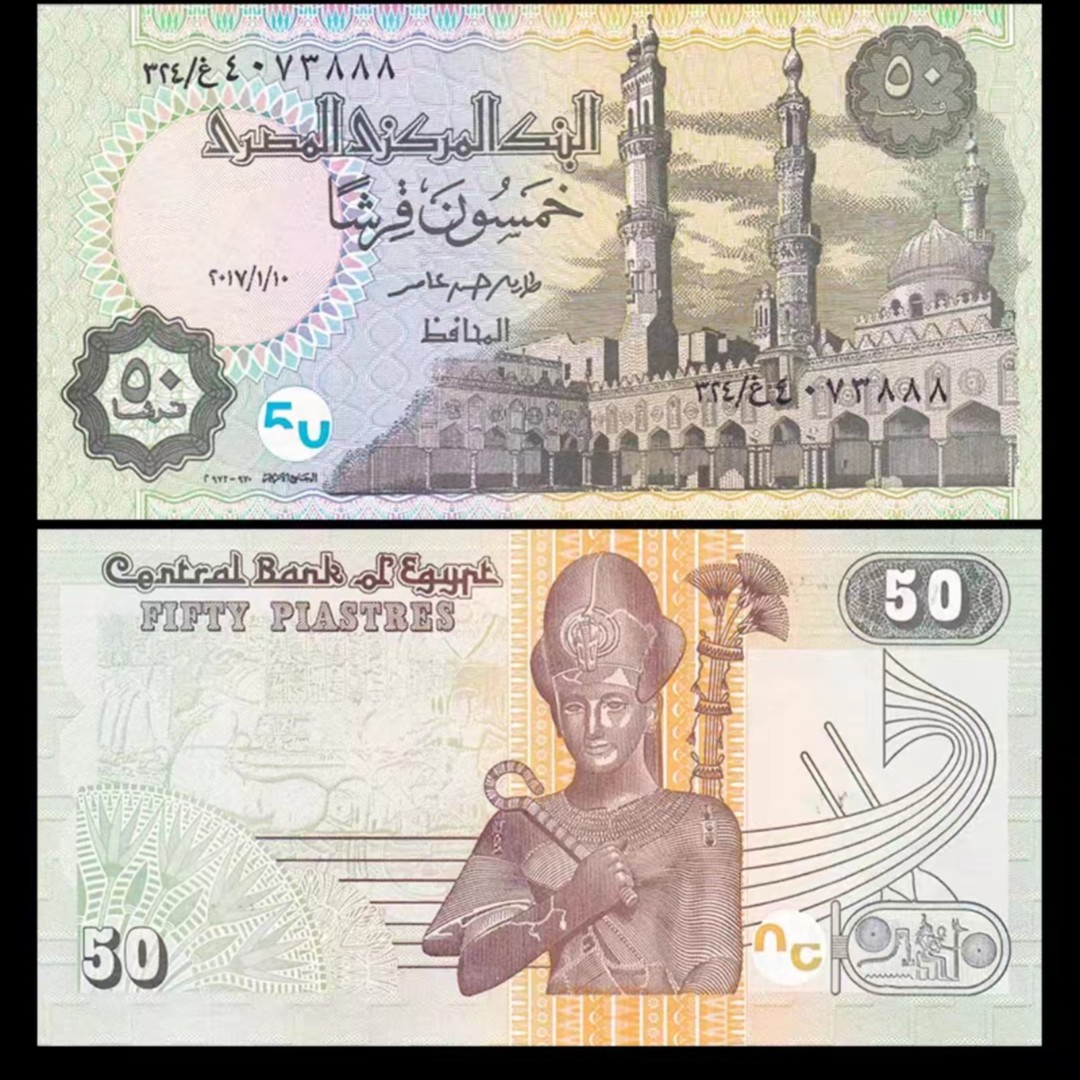 【非洲】全新 埃及50皮阿斯特纸币 外国钱币 年份随机 