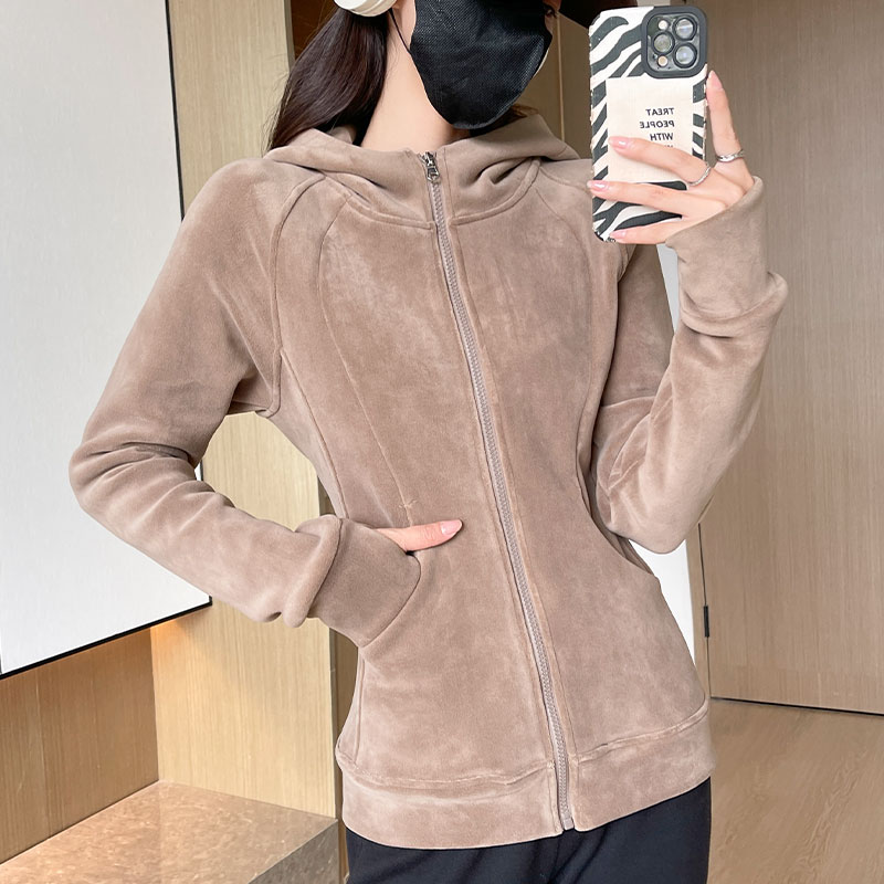 黛纺连帽卫衣女秋冬加厚加绒美式休闲显瘦运动开衫长袖修身上衣女
