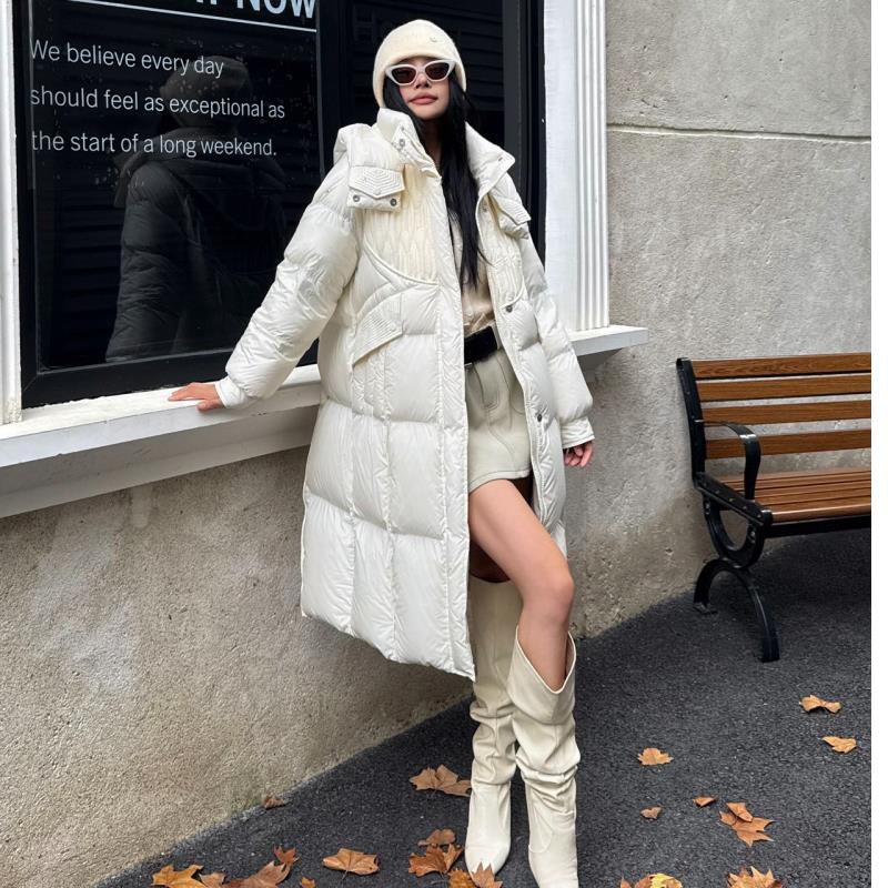 冬季时尚女士过膝收腰羽绒服走秀款（6806）