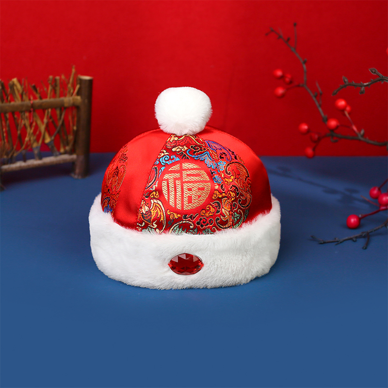 【宝宝必备】中国风抓周婴儿宝宝唐装帽百天周岁儿童帽地主棉帽