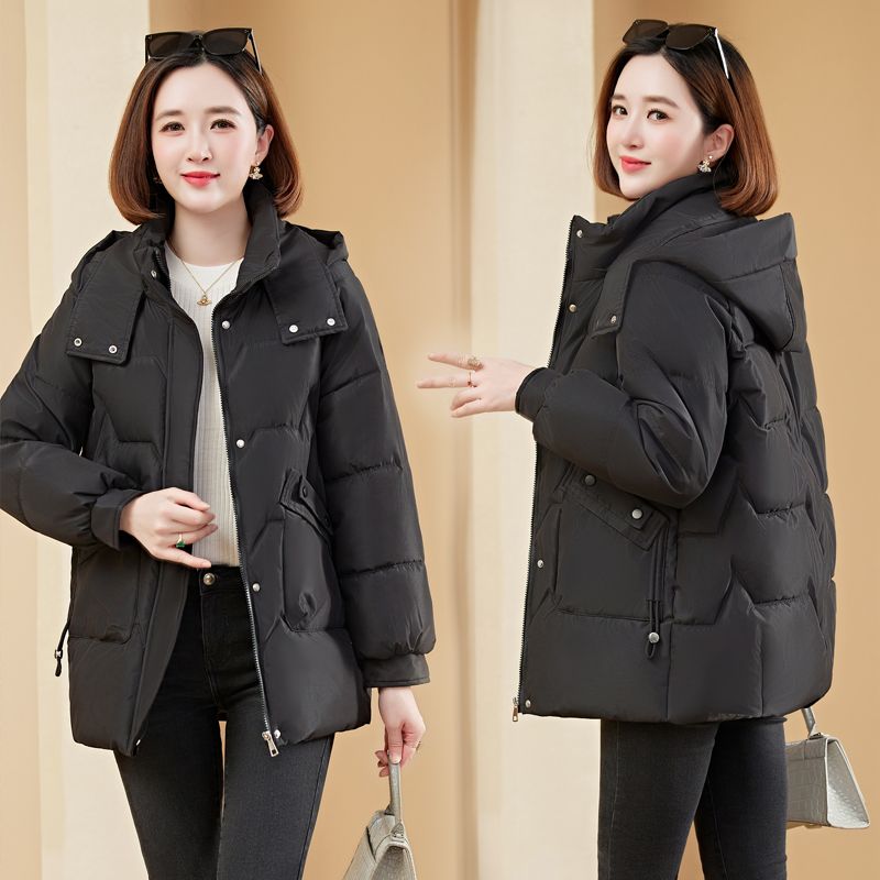 棉服女装直筒简约百搭棉服加厚保暖棉袄通勤中青年上衣外套