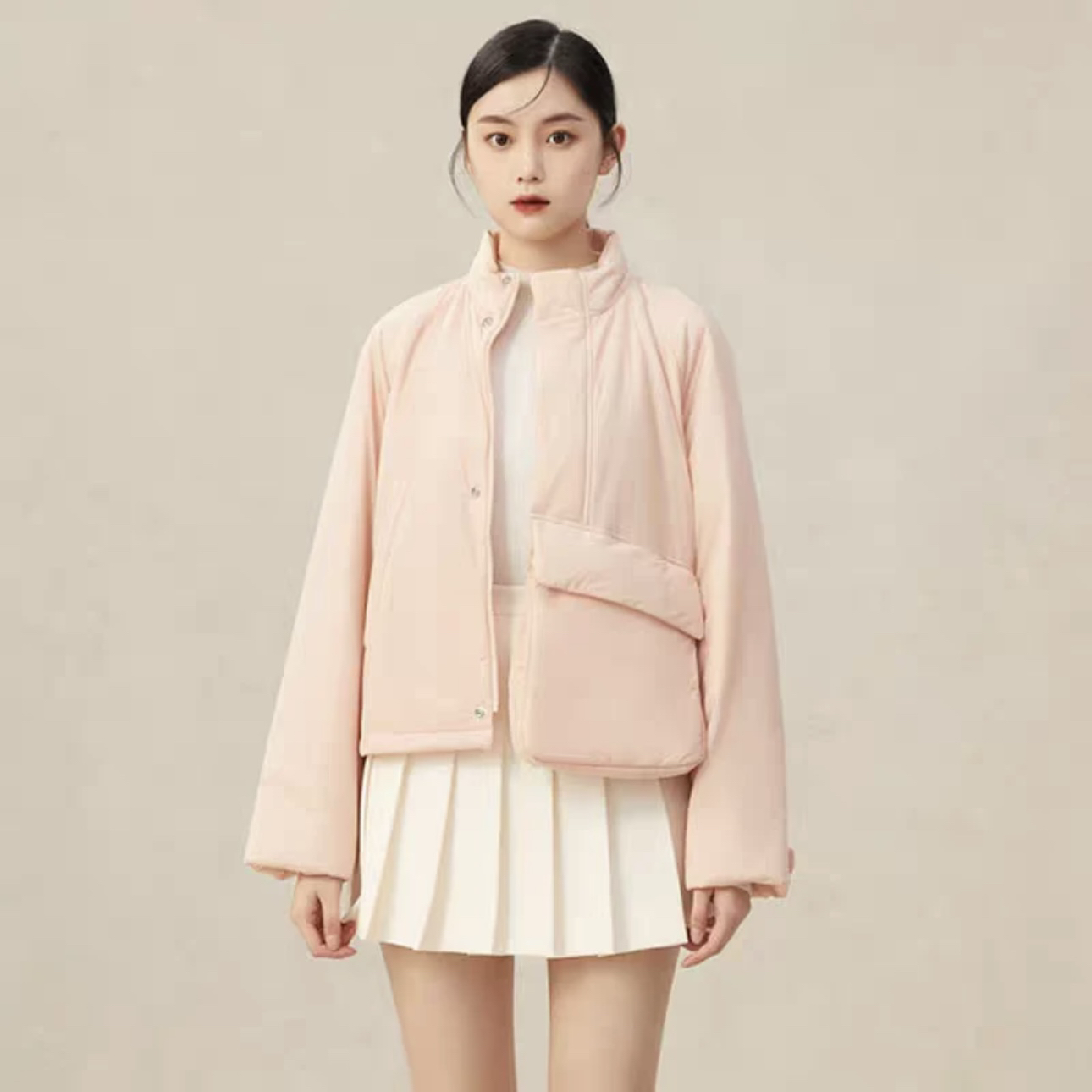 AMASS/阿玛施新款冬季户外立领口袋款新雪丽短款小棉服女 5400851