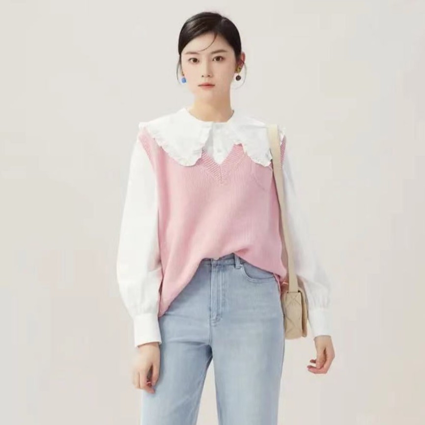 AMASS/阿玛施 时尚透气新款针织马甲百搭宽松纯色秋季女士5399256