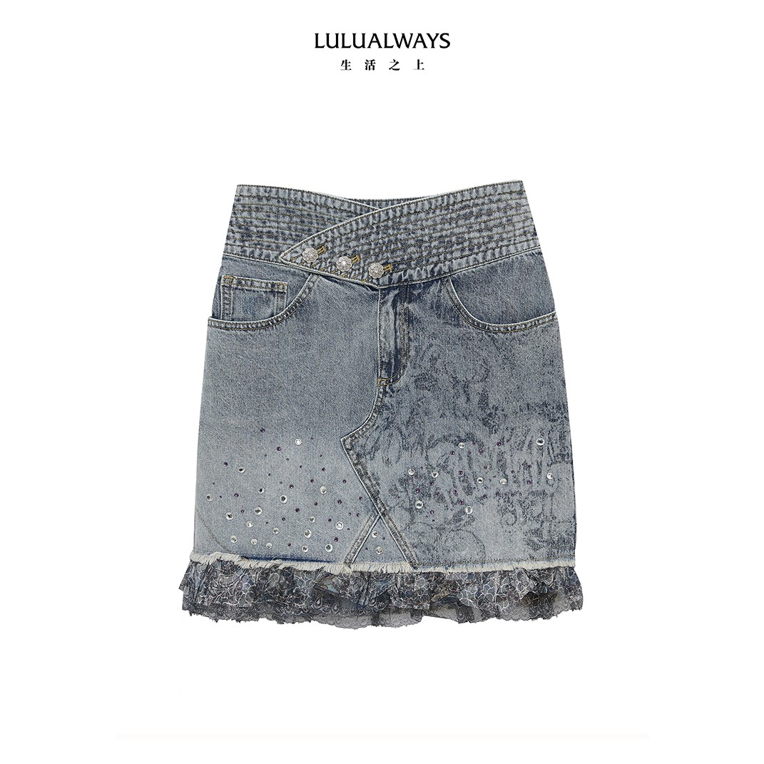 【高高甄选】LULUALWAYS  牛仔半身裙 OMB4110