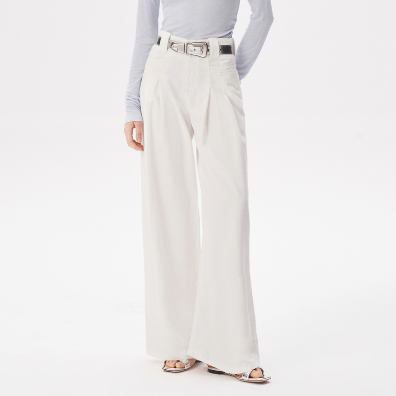 IRO Night 法式雅丹风莱赛尔直筒高腰棉休闲裤