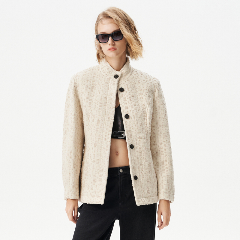 IRO Night 冬季新款法式肌理立领长袖款式直筒外套