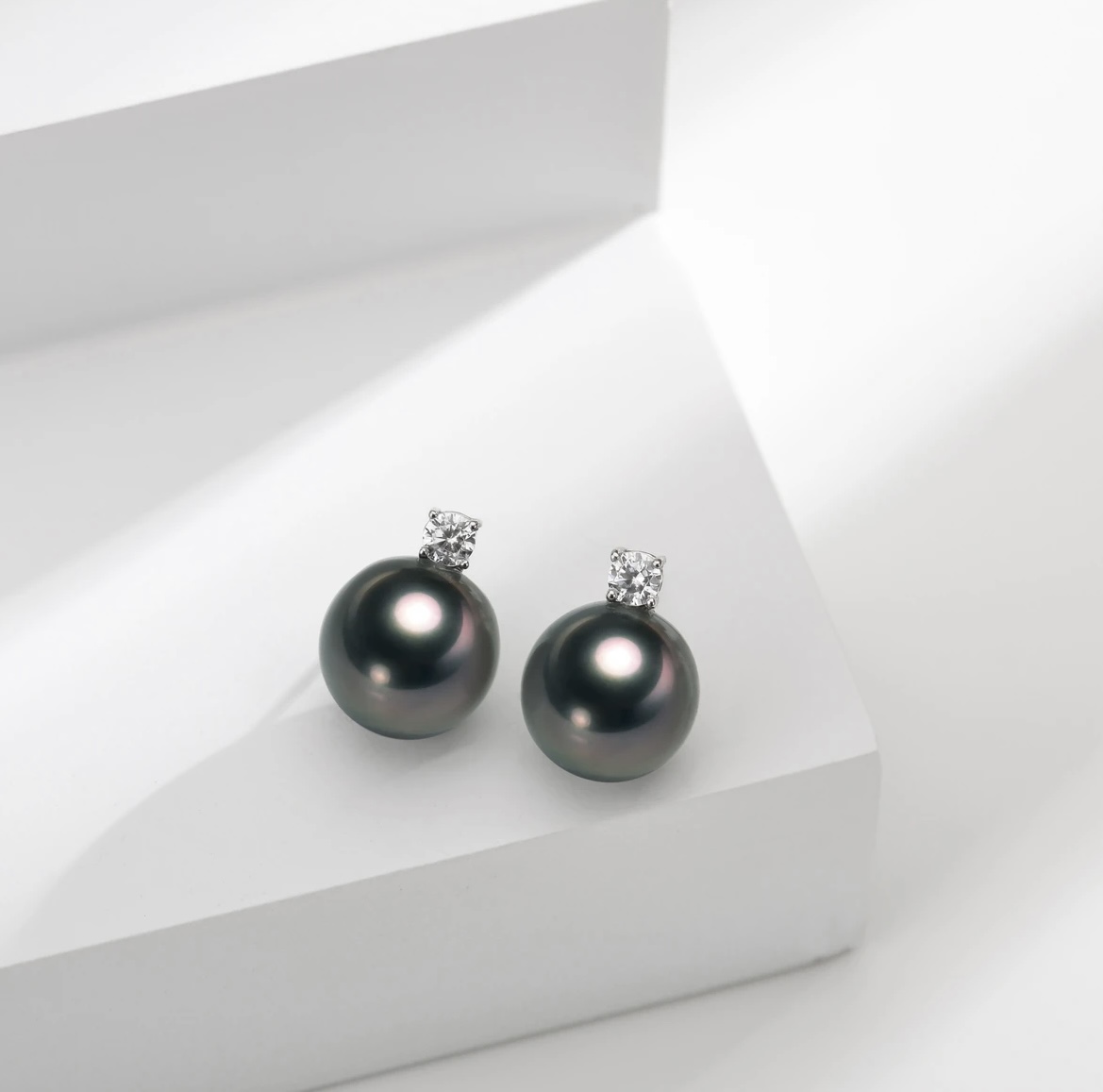 【甄·珠公子】王妃款 黑珍珠耳钉9-10mm 大溪地 EK1895